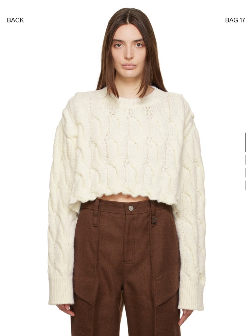 Halfboy Cream Cable Knit Cropped Sweater